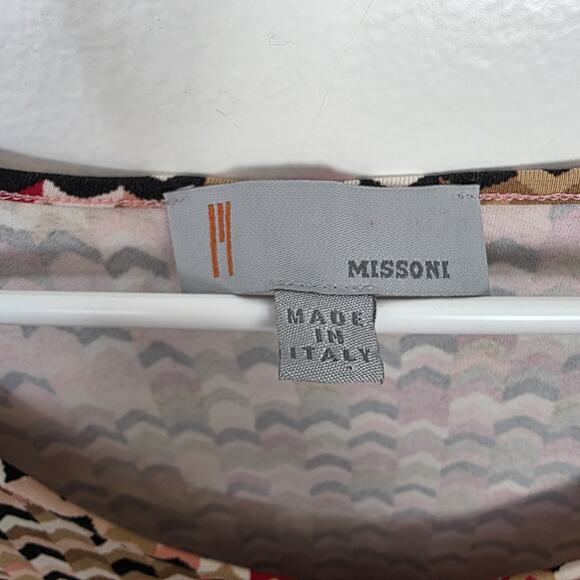 Missoni Tan Coral Multicolor Chevron Knit Artsy Summery Tank Top Size 10 - Picture 2 of 7